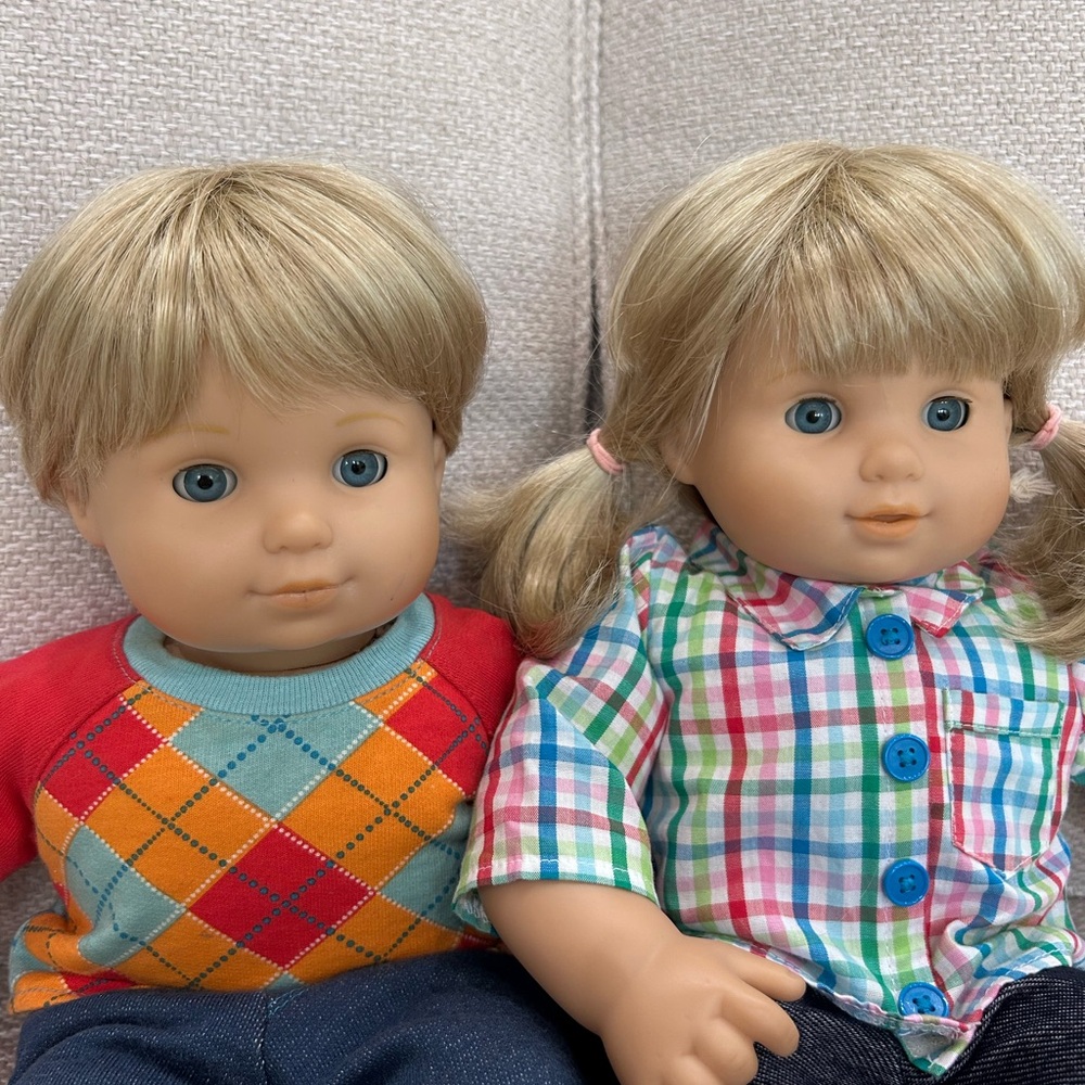 American Girl Doll Twins Bitty Baby Blonde Hair Blue Eyes Retired Boy and Girl